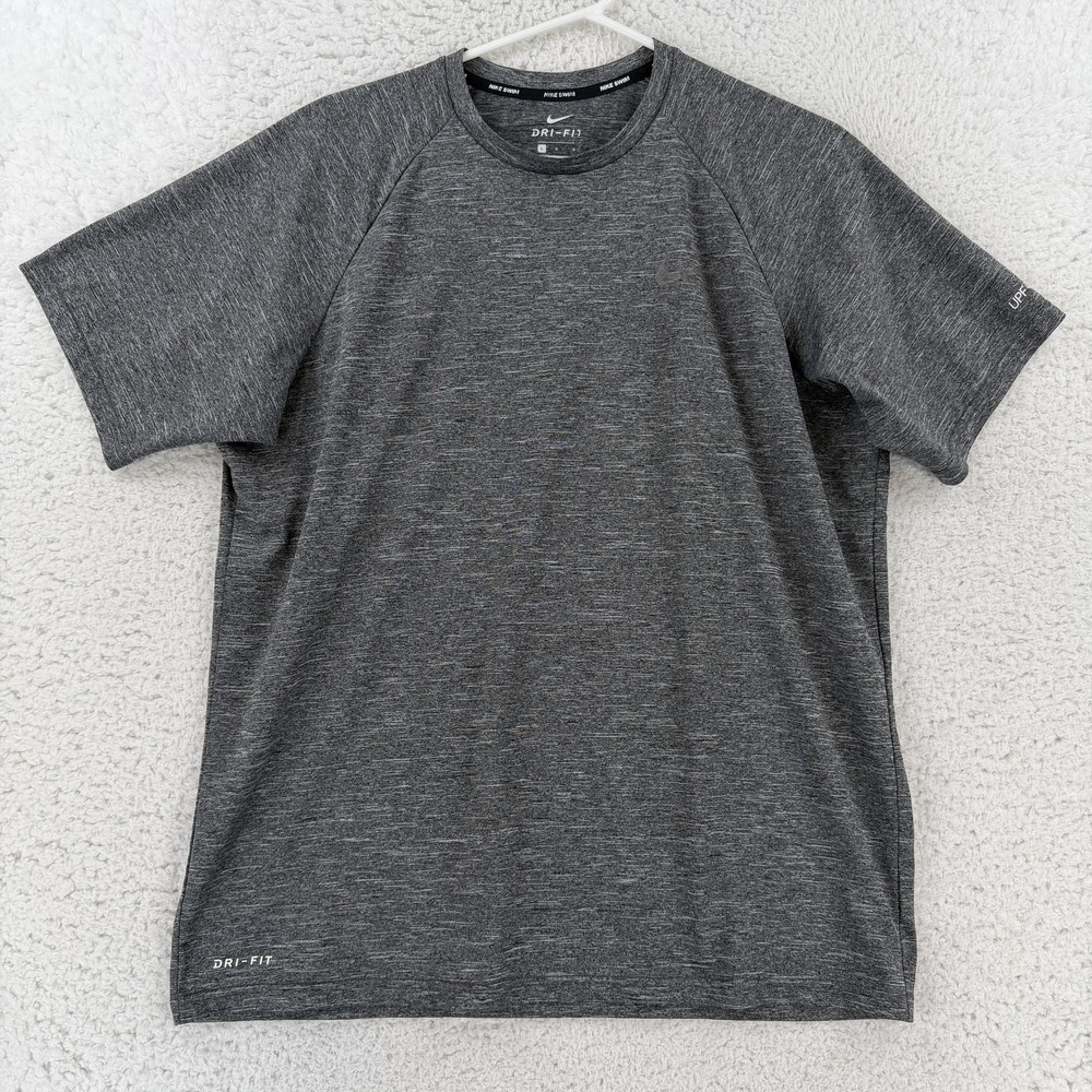 Nike Shirt Mens Large Gray Dri-FIT Short Sleeve Rash Guard UPF 40+ Surf Swim